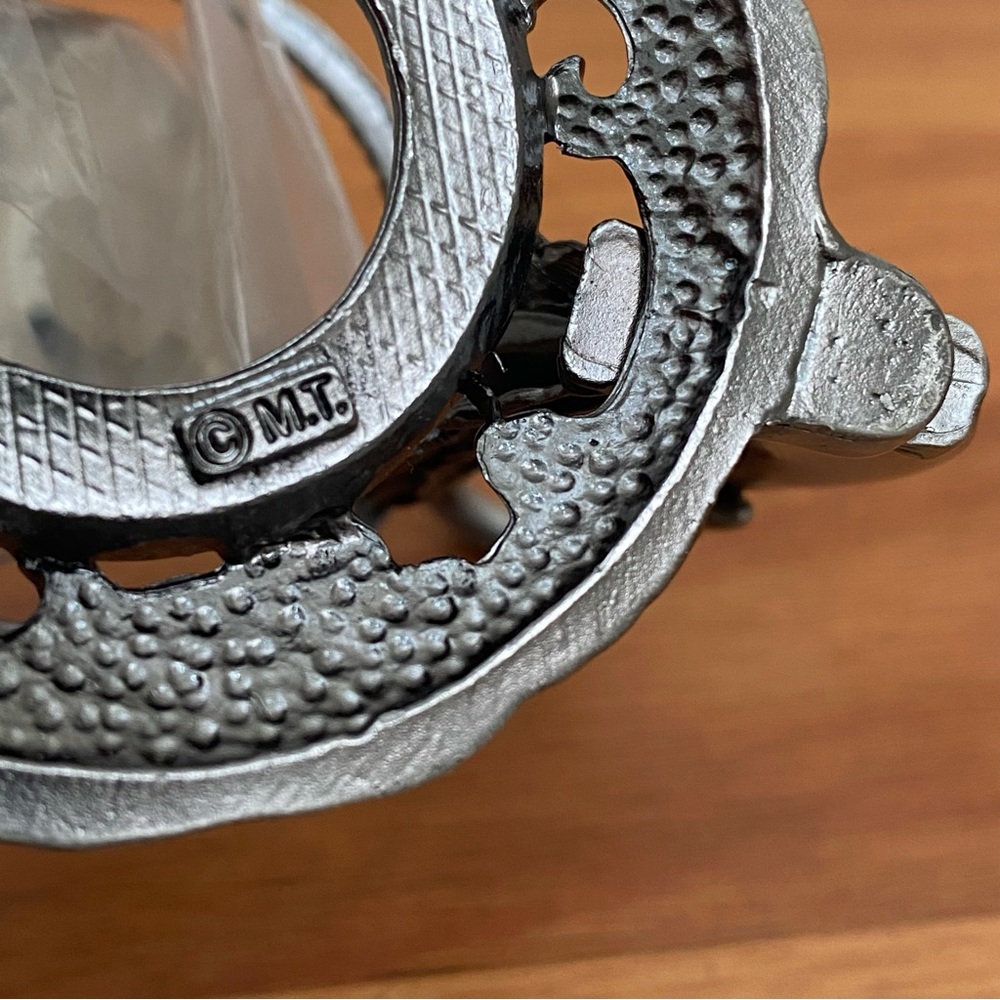 M.T. Signed Pewter Swan Votive Candle Holder - Picture 9 of 9